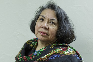 Headshot Dr. Bigfoot, Floral patterned scarf