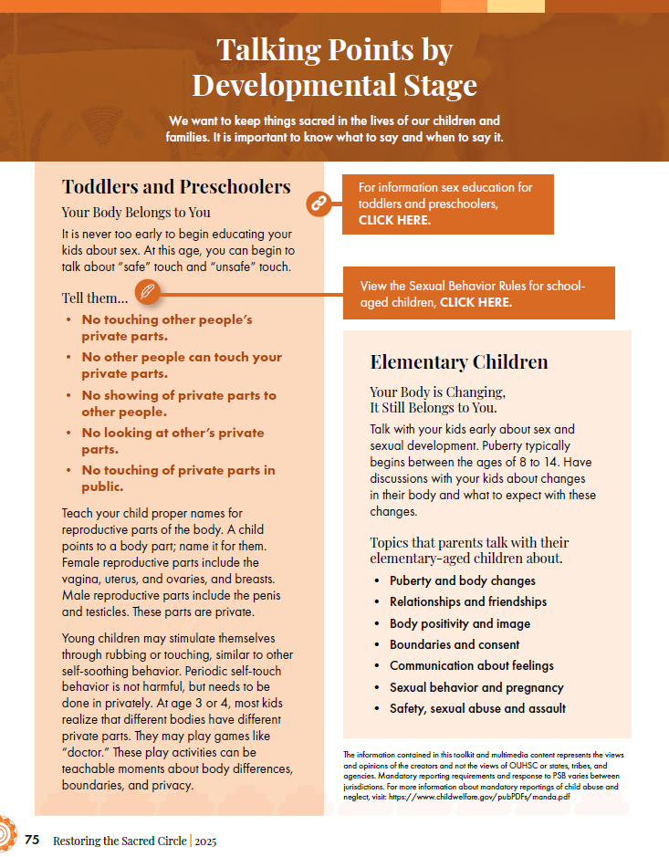 Talking Points by Developmental Stage - Toddlers & Elementary Children