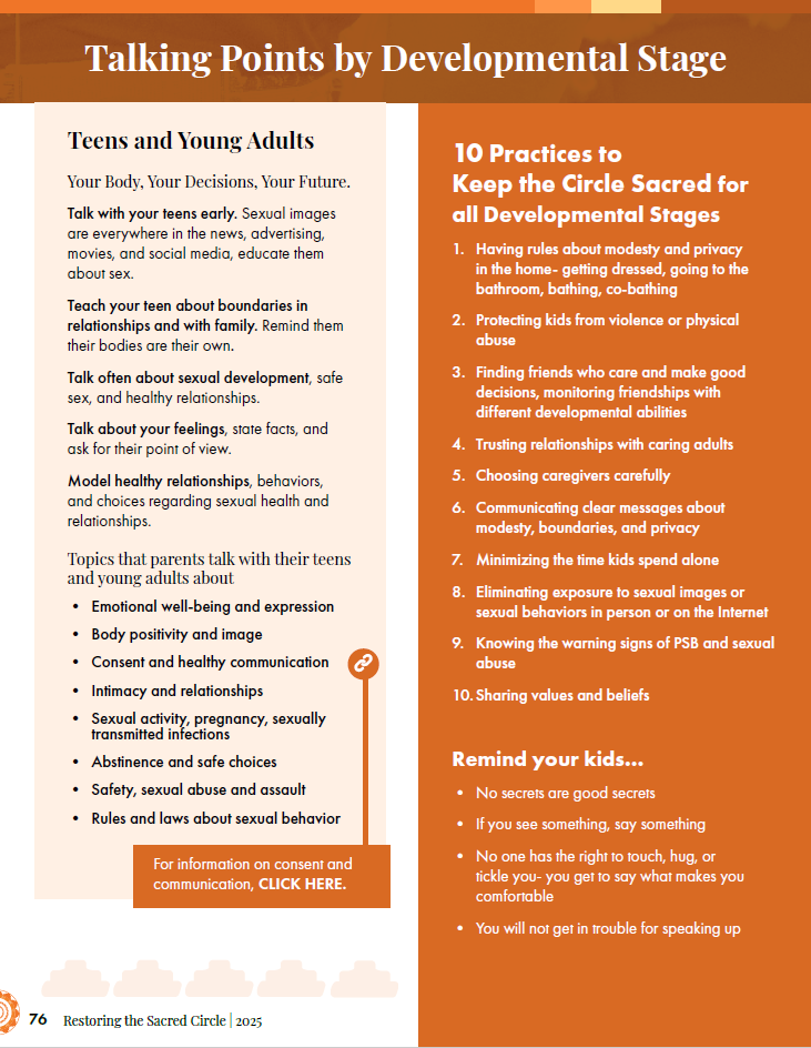 Talking Points by Developmental Stage - Teens & Young Adults
